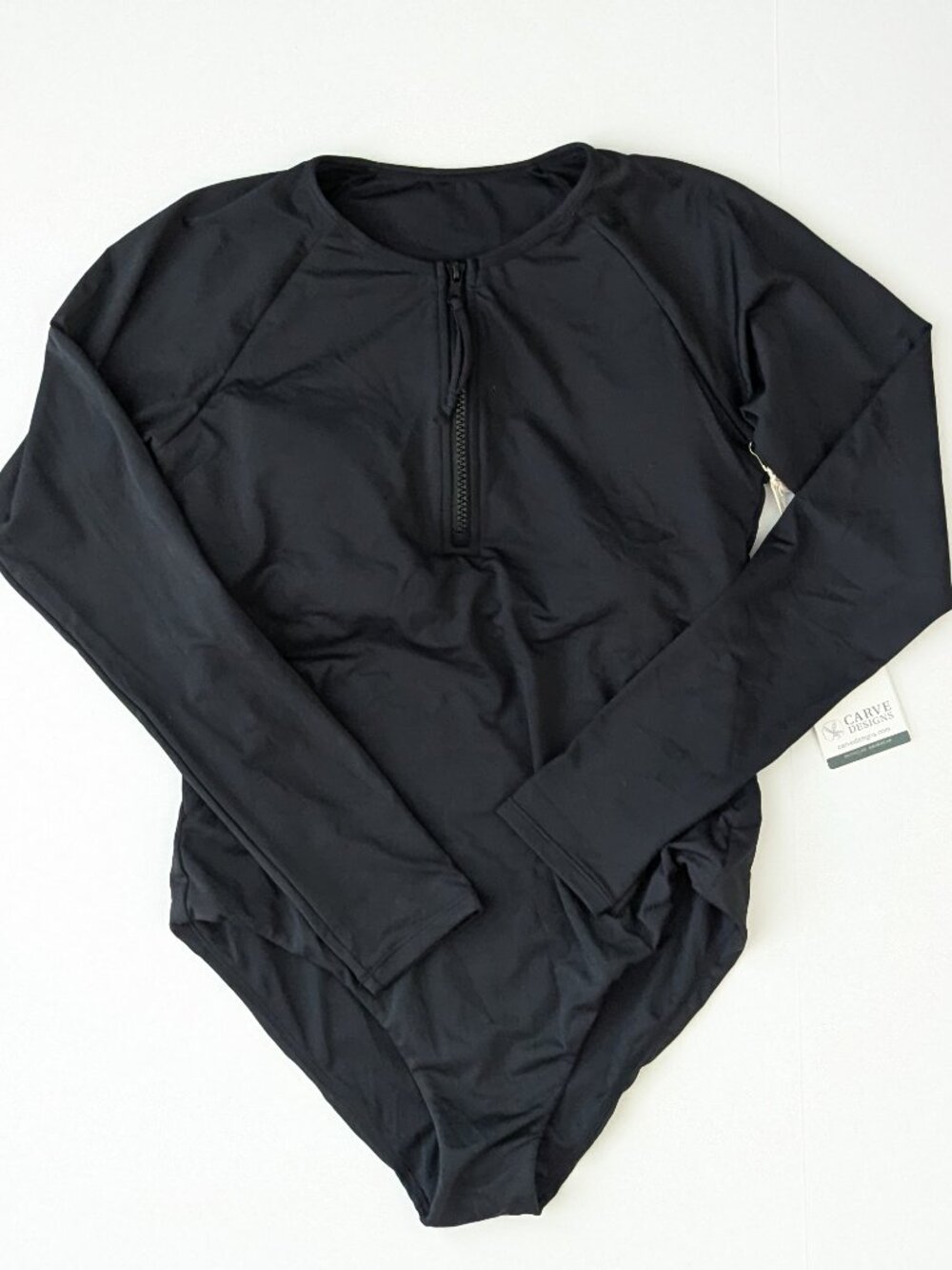 Carve Long Sleeve All Day One Piece Swimsuit Black Womens Medium